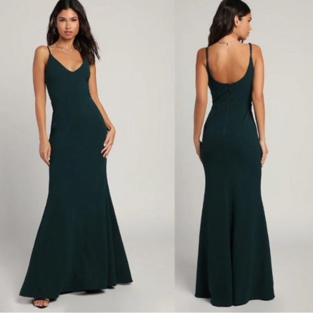 Lulu's Infinte Glory Forest Green Maxi Dress Size M